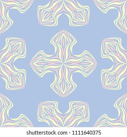 Floral seamless pattern. Pale blue background with beige and pink flower elements for wallpapers, textile and fabrics
