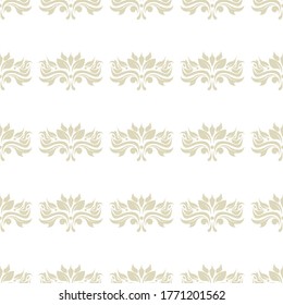 Floral seamless pattern. Pale olive green flowers on white background. Vector illustration