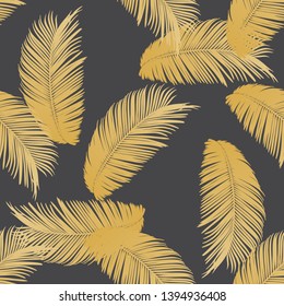 Floral seamless pattern. Palm branch ink sketch. Fashion floral print for a business card, banner, poster, wrapping, fabric, notebook, invitation. Vector illustration for your template design