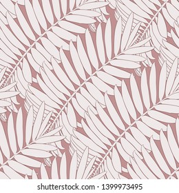 Floral seamless pattern. Palm branch ink sketch. Fashion floral print for a business card, banner, poster, wrapping, fabric, notebook, invitation. Vector