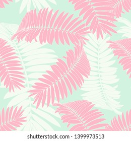Floral seamless pattern. Palm branch ink sketch. Fashion floral print for a business card, banner, poster, wrapping, fabric, notebook, invitation. Vector