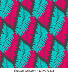 Floral seamless pattern. Palm branch ink sketch. Fashion floral print for a business card, banner, poster, wrapping, fabric, notebook, invitation. Vector