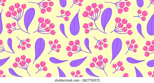 Patrón floral sin fisuras con panicles de bayas. Colorido fondo repetitivo con planta. Diseño para papel de pared, textiles, papel de envoltura, portaobjetos, cabecera. Ilustración vectorial, eps10