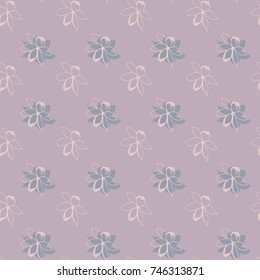 Floral seamless pattern. Pastel colors doodles texture. Stylized sketch  jasmine flowers. Great for fabric, wallpaper, wrapping paper, surface design, wedding invitation. Vector