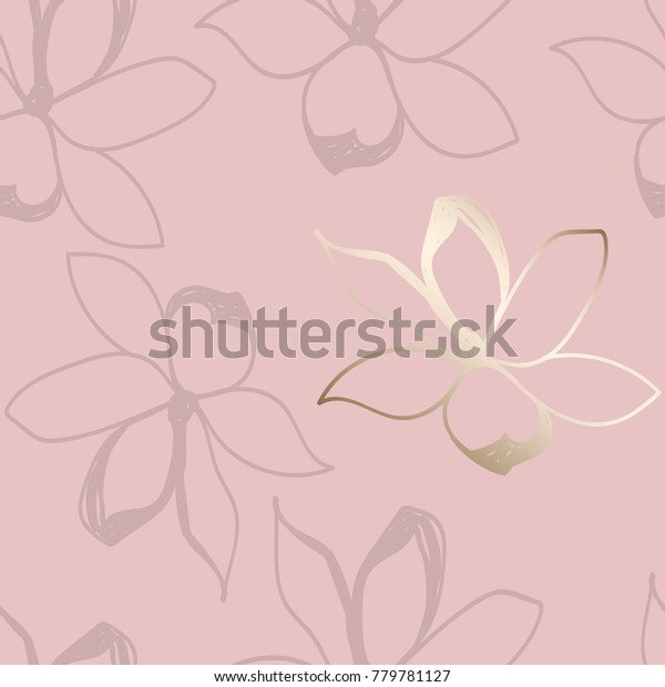 花柄のシームレスな柄 パステルの色と金 ジャスミンやマグノリアの花を様式化 布地 壁紙 包装紙 表面デザイン 結婚式の招待に最適 ベクター画像 のベクター画像素材 ロイヤリティフリー