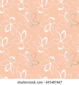 Floral seamless pattern. Pastel  doodles texture. Stylized sketch  jasmine flowers. Great for fabric, wallpaper, wrapping paper, surface design, wedding invitation. Vector