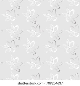 Floral seamless pattern. Pastel  doodles texture. Stylized sketch  jasmine flowers. Great for fabric, wallpaper, wrapping paper, surface design, wedding invitation. Vector
