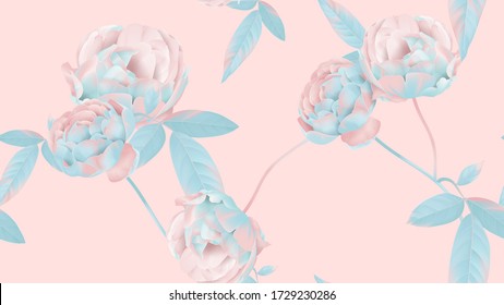 Floral seamless pattern, pastel roses on pink