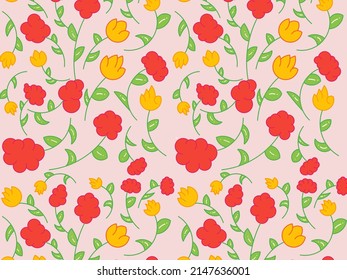 Floral seamless pattern with peach background