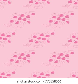 Floral seamless pattern petals flying in the wind
