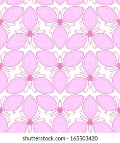 Floral seamless pattern with pink abstract leaves