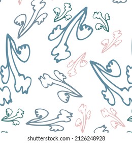 Floral seamless pattern in pink and blue colors