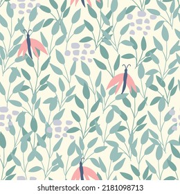 Patrón floral sin fisuras con mariposa rosa. Imprimir para textil, papel pintado, cubiertas, superficie. Para tela de moda.