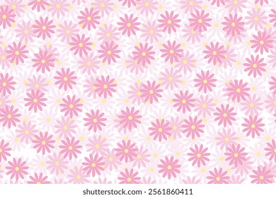 Floral seamless pattern with pink color palette doodle design on white background vector illustration