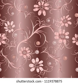Floral seamless pattern with pink flowers