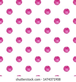 Floral seamless pattern with pink flowers in circle on white background. Vector illustration for fabric, textile, wallpaper, posters, card, wrapping paper. Abstract background with polka dots. 