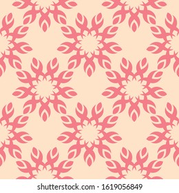 Floral seamless pattern. Pink flowers on beige background. Vector illustration
