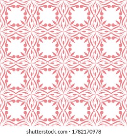 Floral seamless pattern. Pink flowers on white background. Vector illustration