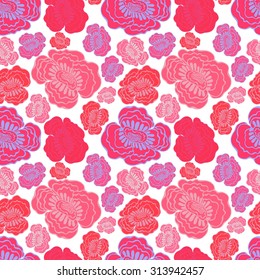 Floral seamless pattern. Pink and red flowers.Valentine background.