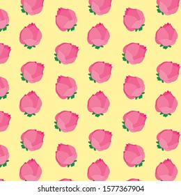 floral seamless pattern with pink rose and yellow background. vector flowers design for textile, tiles, background. beautiful vector illustration.