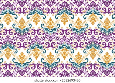 Floral sem emenda padrão rosa rosas cor de água design botânico verde folhas estilo étnico para moda têxtil Vintage papel de parede e uso de tecido