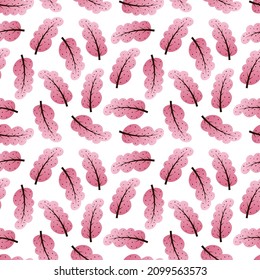 Patrón floral sin costuras con árboles o hojas rosadas. Hermosa huella de chica con gradiente. La ropa de cama y el papel pintado son adornos. Ilustración para portátiles y portadas de diarios.
