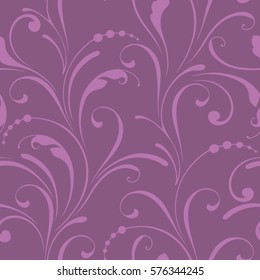 Floral seamless pattern. Plant background for fabric, Wallpaper, paper. Purple color. 