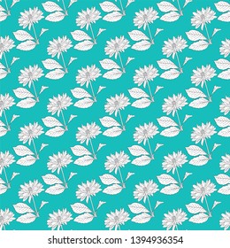 Floral seamless pattern. Plant in blossom, branch with flower ink sketch. Dahlia. Fashion floral print for a business card, banner, poster, wrapping, fabric,  invitation. Vector illustration
