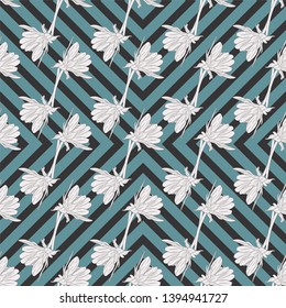 Floral seamless pattern. Plant in blossom, branch with flower ink sketch. Dahlia. Fashion floral print for a business card, banner, poster, wrapping, fabric, notebook, invitation. Vector