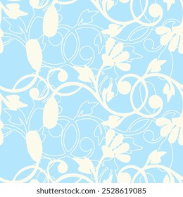 Floral seamless pattern. Plant in blossom, branch with flower ink sketch. Dahlia. Fashion floral print for a business card, banner, poster, wrapping, fabric, invitation. Vector illustration