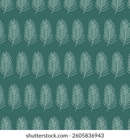 Floral Seamless Pattern, plant line illustrations, vector line style, botanical background