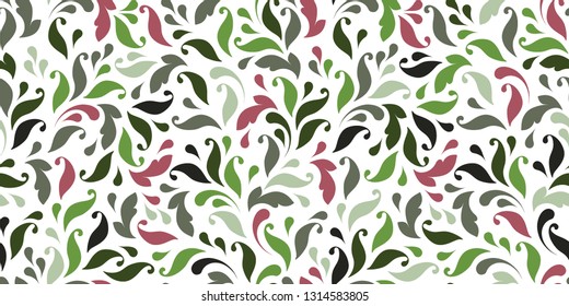 Floral seamless pattern. Plant texture for fabric, wrapping, wallpaper and paper. Ornamental flowery background. Decorative ornament.