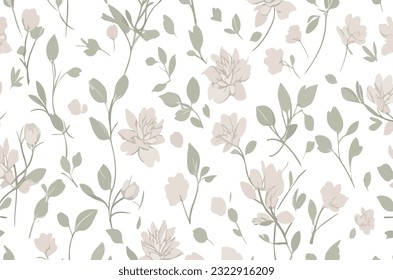 Floral seamless pattern. Plant texture for fabric, wrapping, wallpaper and paper. Decorative print.
