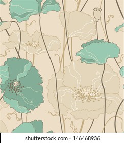 padrão floral sem emenda, papoulas