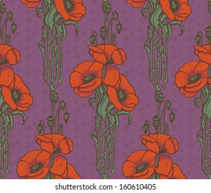 Floral seamless pattern with poppies