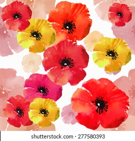 floral seamless pattern with poppies