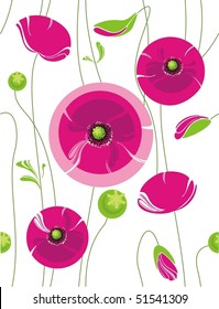 floral seamless pattern, poppies