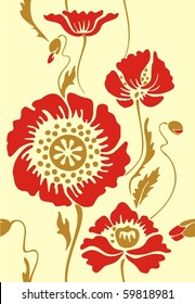 floral seamless pattern, poppies