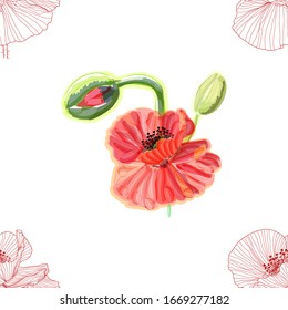 Floral seamless pattern. Poppies background. Floral seamless texture with flowers.