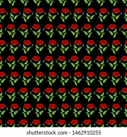 Floral seamless pattern of poppies. Vector illustration of hand drawing