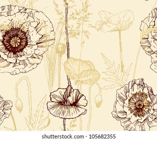 Floral seamless pattern. Poppy