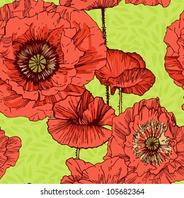 Floral seamless pattern. Poppy