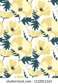 floral seamless pattern with poppy shape