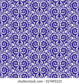 Floral seamless pattern, porcelain decor element, vector illustration