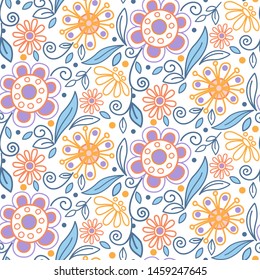 Floral seamless pattern. Pretty flowers on white backgroung. Vector isolate element. Modern floral background. Elegant template for fashion prints. Spring bouquet.