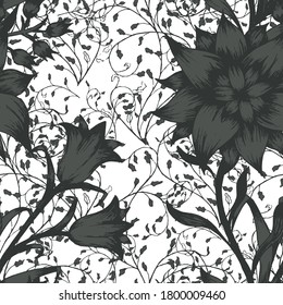 Floral Seamless Pattern with Pretty Flowers. Ornament for Cloth Linen Swimwear. Trendy Pattern for Wrapping Paper. Colorful Modern Rapport. Vector Seamless Flowers.