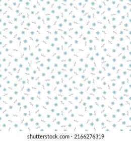 Floral seamless pattern. Pretty tiny flowers. Printing with small blue flowers. Ditsy print. Cute spring background. elegant template for fashionable printers