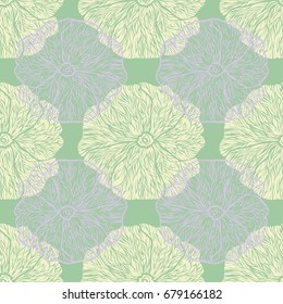 Floral seamless pattern with primula flowers. Abstract vector flower composition