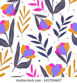 Floral seamless pattern for print, textile, wallpaper. Modern decorative floral background.