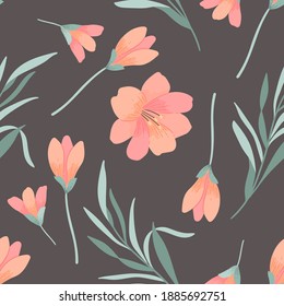 Floral seamless pattern for print, textile, fabric, apparel design. Modern stylized background with flowers.